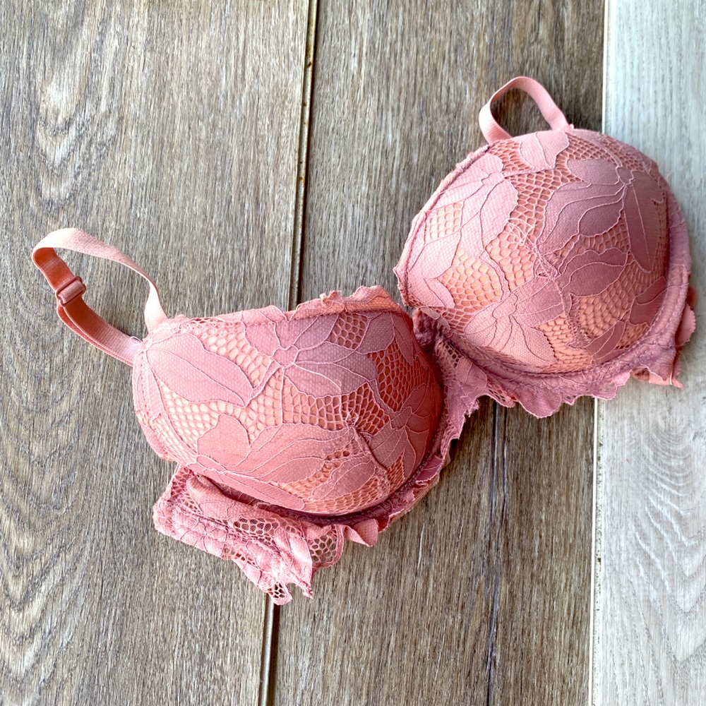 Pink lace bra